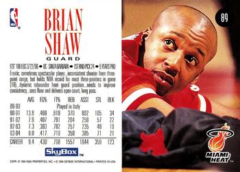 1994-95 SkyBox Premium #89 Brian Shaw Back