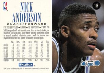 1994-95 SkyBox Premium #116 Nick Anderson Back