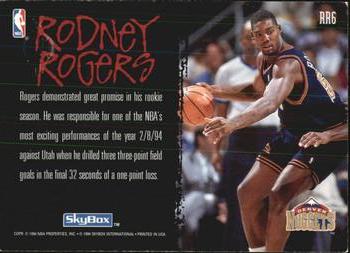 1994-95 SkyBox Premium - Ragin' Rookies #RR6 Rodney Rogers Back