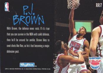1994-95 SkyBox Premium - Ragin' Rookies #RR17 P.J. Brown Back