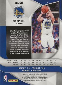 2019-20 Panini Spectra #99 Stephen Curry Back
