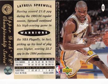 1994-95 SP Championship #63 Latrell Sprewell Back