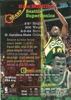1994-95 Stadium Club - 1st Day Issue #189 Nate McMillan Back