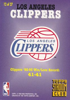 1993-94 Stadium Club - Super Teams Members Only #12 Los Angeles Clippers Back