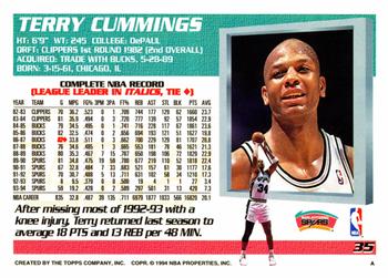 1994-95 Topps #35 Terry Cummings Back