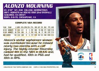 1994-95 Topps #39 Alonzo Mourning Back
