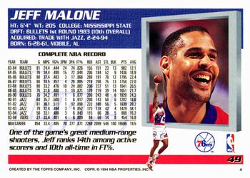 1994-95 Topps #49 Jeff Malone Back