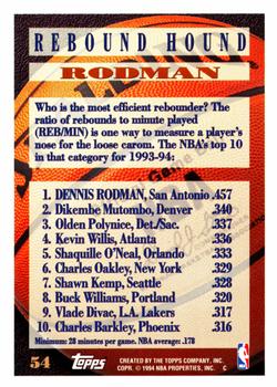1994-95 Topps #54 Dennis Rodman Back