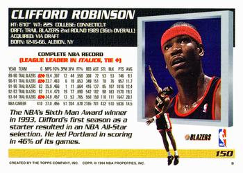1994-95 Topps #150 Clifford Robinson Back