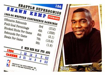 1994-95 Topps #186 Shawn Kemp Back