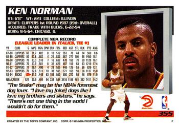 1994-95 Topps #355 Ken Norman Back