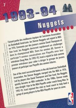 1994 Upper Deck McDonald's Teams (French) #7 Denver Nuggets Back