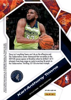 2019-20 Panini Mosaic - Will to Win Mosaic Reactive Blue #2 Karl-Anthony Towns Back