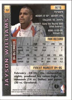 1995-96 Finest - Refractors #151 Jayson Williams Back