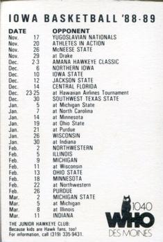 1988-89 Iowa Hawkeyes #NNO Matt Bullard Back