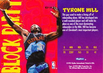 1995-96 Hoops - Block Party #17 Tyrone Hill Back