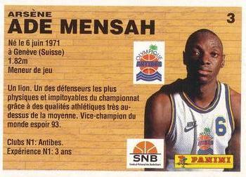 1993-94 Panini (LNB) #3 Arsène Ade-Mensah Back
