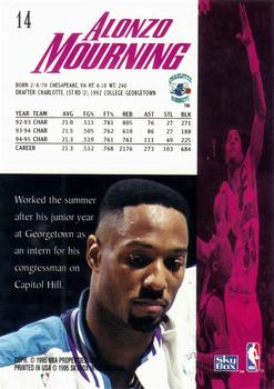 1995-96 SkyBox Premium #14 Alonzo Mourning Back