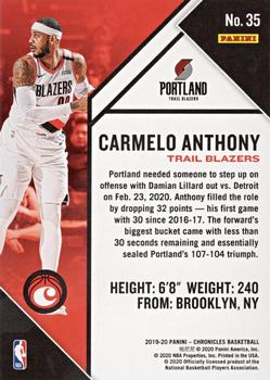 2019-20 Panini Chronicles - Bronze #35 Carmelo Anthony Back