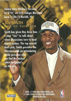 1995-96 SkyBox Premium - NBA Draft Lottery Pick Exchange #1 Joe Smith Back