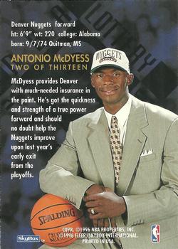 1995-96 SkyBox Premium - NBA Draft Lottery Pick Exchange #2 Antonio McDyess Back