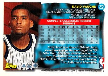 1995-96 Topps #222 David Vaughn Back