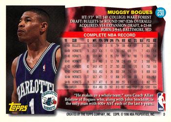 1995-96 Topps #230 Muggsy Bogues Back