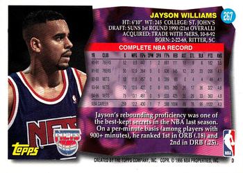1995-96 Topps #267 Jayson Williams Back
