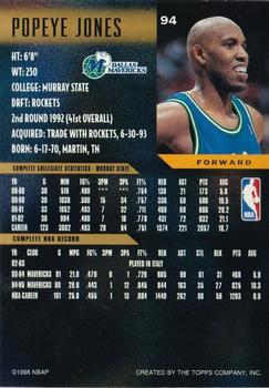 1995-96 Topps Gallery - Player's Private Issue #94 Popeye Jones Back