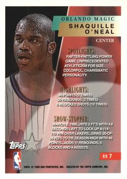 1995-96 Topps - Show Stoppers #SS7 Shaquille O'Neal Back