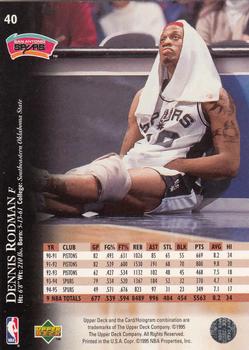 1995-96 Upper Deck #40 Dennis Rodman Back