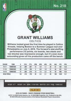 2019-20 Hoops Premium Stock #218 Grant Williams Back
