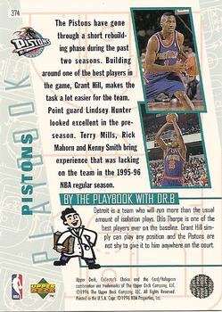 1996-97 Collector's Choice #374 Pistons Playbook Back