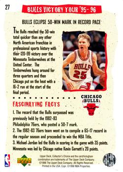 1996-97 Collector's Choice #27 Bulls Victory Tour '95-96: Win #50 Back