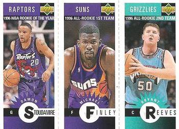 1996-97 Collector's Choice - Mini-Cards Panels #M171/M154/M177 Damon Stoudamire / Michael Finley / Bryant Reeves Front