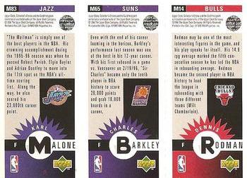 1996-97 Collector's Choice - Mini-Cards Panels #M14 / M65 / M83 Dennis Rodman / Charles Barkley / Karl Malone Back