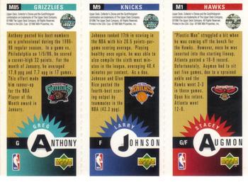 1996-97 Collector's Choice - Mini-Cards Panels Gold #M1 / M9 / M85 Stacey Augmon / Larry Johnson / Greg Anthony Back