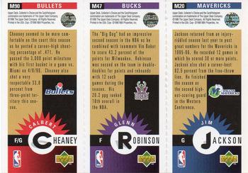 1996-97 Collector's Choice - Mini-Cards Panels Gold #M20 / M47 / M90 Jim Jackson / Glenn Robinson / Calbert Cheaney Back