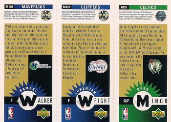 1996-97 Collector's Choice - Mini-Cards Panels Gold #M95/M128/M109 Greg Minor / Lorenzen Wright / Samaki Walker Back