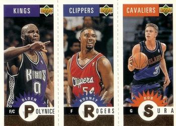 1996-97 Collector's Choice - Mini-Cards Panels Gold #M160/M126/M112 Olden Polynice / Rodney Rogers / Bob Sura Front