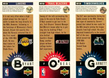1996-97 Collector's Choice - Mini-Cards Panels Gold #M139/M158/M129 Kevin Garnett / Jermaine O'Neal / Kobe Bryant Back