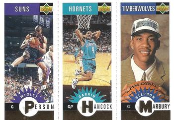 1996-97 Collector's Choice - Mini-Cards Panels Gold #M156/M98/M140 Wesley Person / Darrin Hancock / Stephon Marbury Front