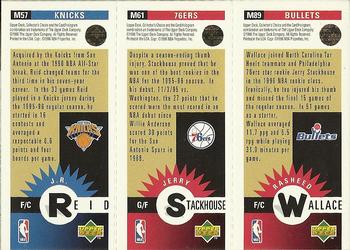 1996-97 Collector's Choice - Mini-Cards Panels Gold #M89 / M61 / M57 Rasheed Wallace / Jerry Stackhouse / J.R. Reid Back