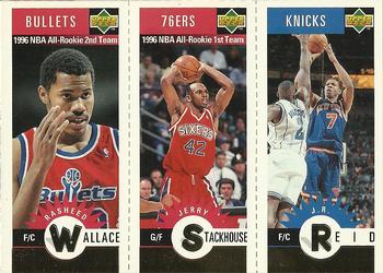 1996-97 Collector's Choice - Mini-Cards Panels Gold #M89 / M61 / M57 Rasheed Wallace / Jerry Stackhouse / J.R. Reid Front