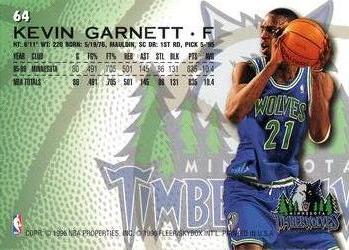1996-97 Fleer #64 Kevin Garnett Back