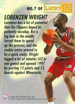 1996-97 Fleer - Lucky 13 #7 Lorenzen Wright Back