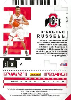2020 Panini Contenders Draft Picks - Game Ticket Red #37 D'Angelo Russell Back