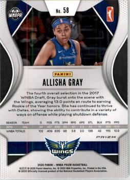2020 Panini Prizm WNBA - Silver #58 Allisha Gray Back