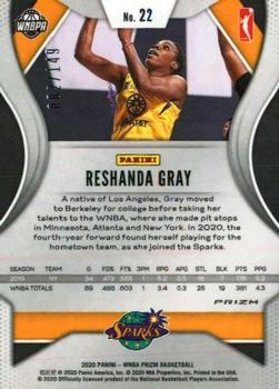 2020 Panini Prizm WNBA - Blue #22 Reshanda Gray Back
