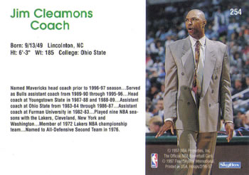 1996-97 Hoops #254 Jim Cleamons Back